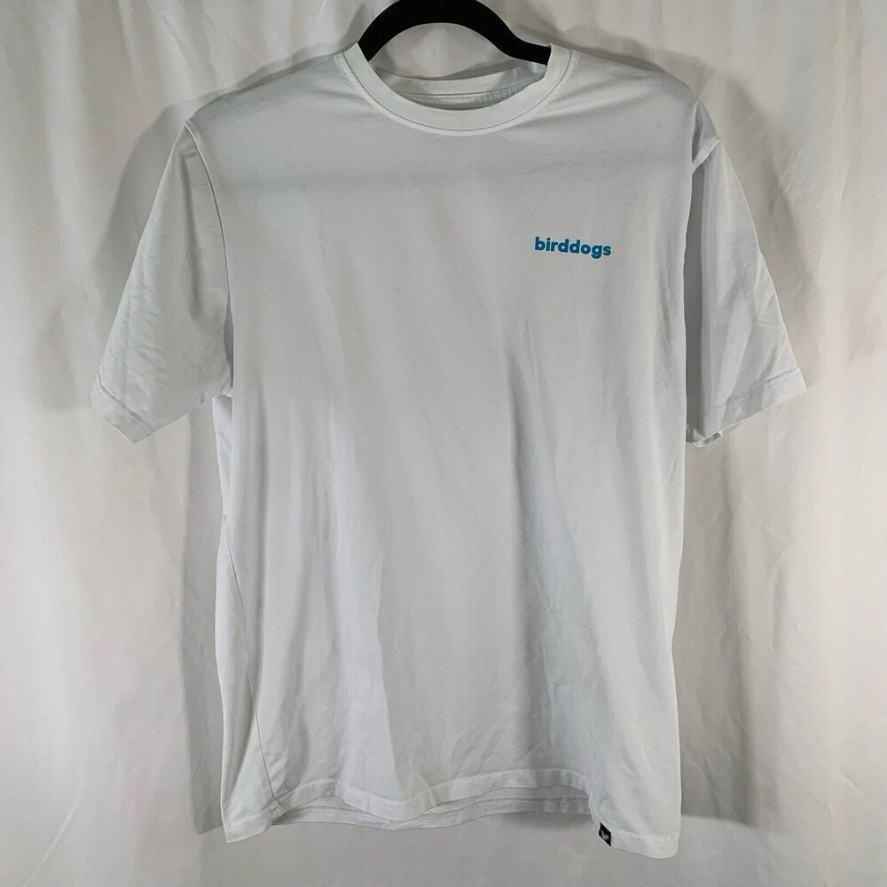 Birddogs Shirt Men's Medium White Short Sleeve Crew Neck Cotton Blend